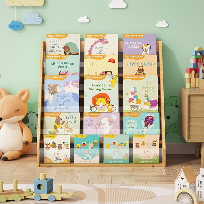 NiHome Bamboo Kids Bookshelf, Book Shelf for Kids Rooms, Encourage Reading with Transparent Front... | Amazon (US)