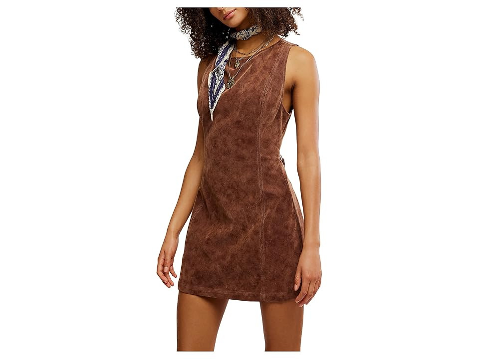Free People Atlas Suede Mini Women's Dress Chicory Coffee : XL (Women's 16), Viscose | Zappos