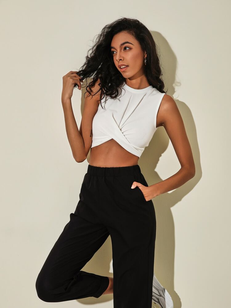 Wrap Cross Tank Crop Top | SHEIN