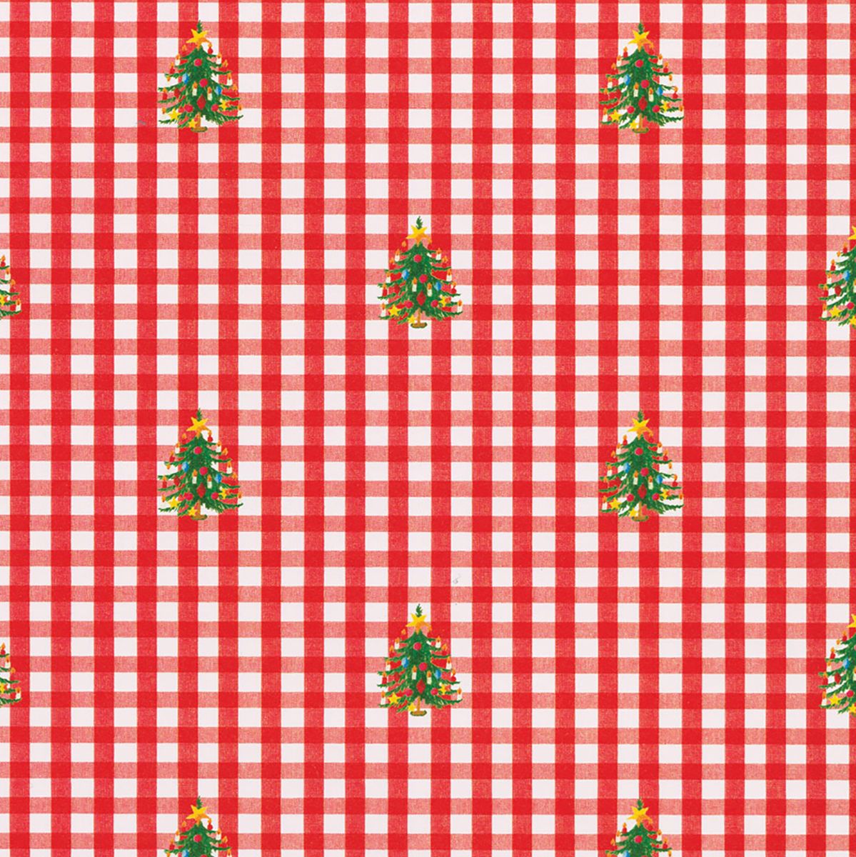 Caspari Christmas Tree Gingham Wrapping Paper | The Container Store