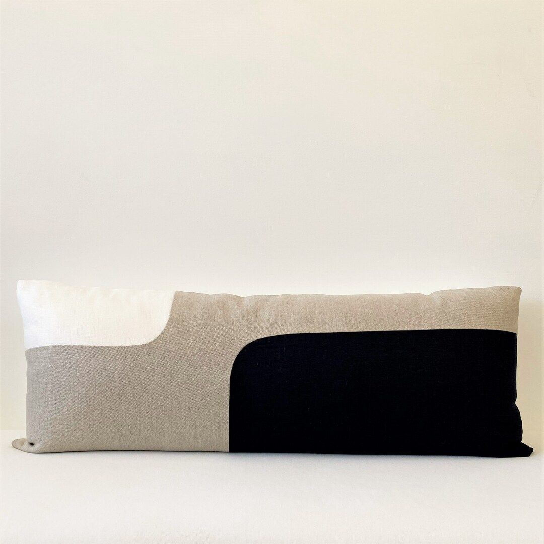 14x 36 Long Lumbar Pillow Cover Neutral Linen - Etsy | Etsy (US)