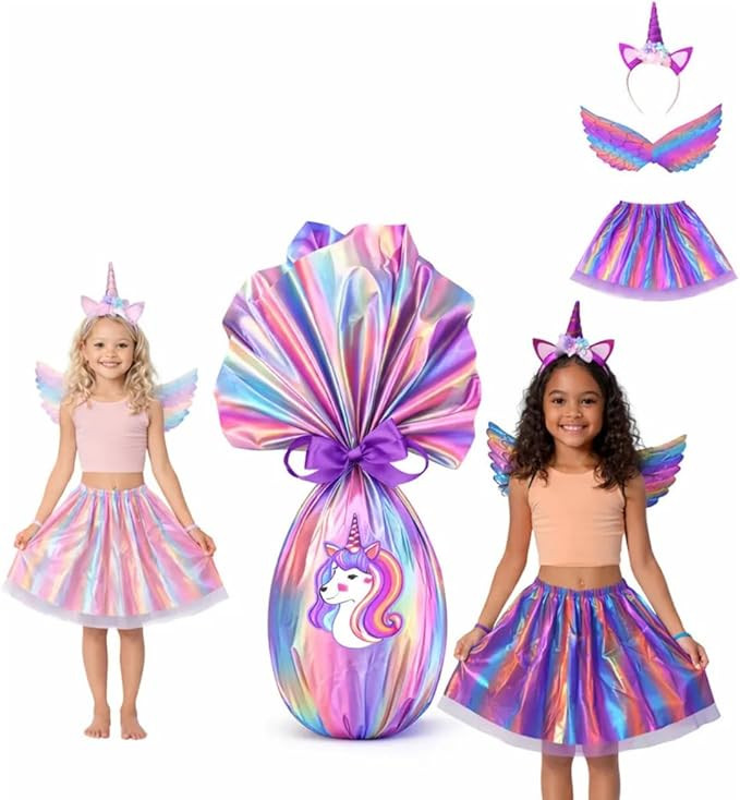 Kit Páscoa Unicórnio Infantil Ovo 200g com Saia Asa e Tiara Fantasia Completa (LILÁS) | Amazon (BR)