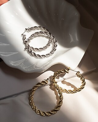 Express x Luv AJ Twisted Rope Chain Hoop Earrings | Express