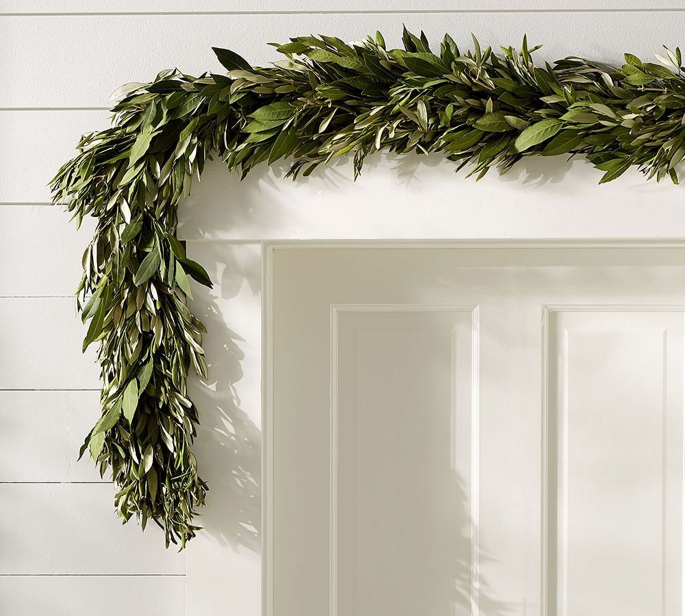 Fresh Olive Leaf & Myrtle Garland | Pottery Barn (US)