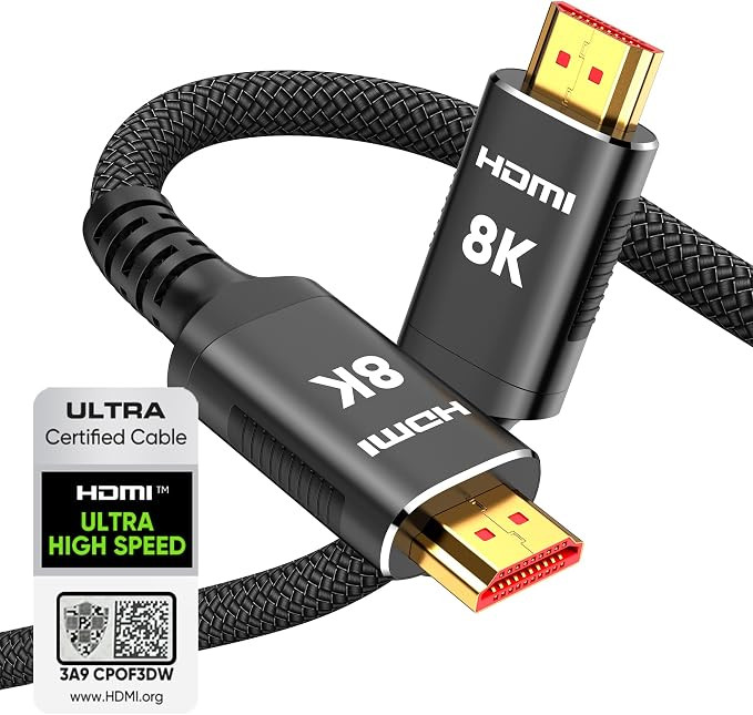 Snowkids 8K Certified HDMI 2.1 Cable 10 ft, Non-Slip Nylon Braided, 48Gbps Ultra High-Speed HDMI ... | Amazon (US)