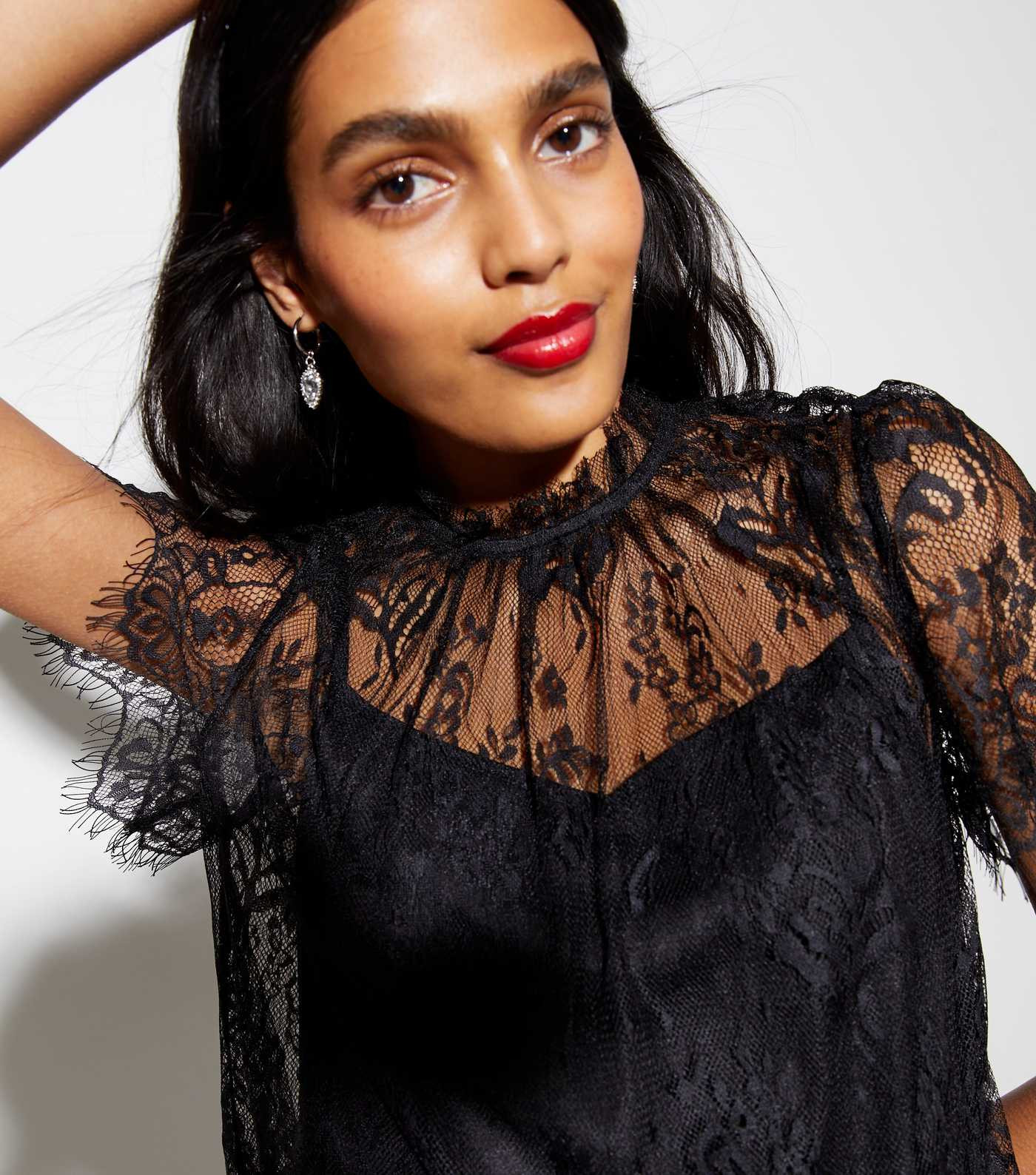 Black Lace Short Sleeve Blouse
						
						Add to Saved Items
						Remove from Saved Items | New Look (UK)