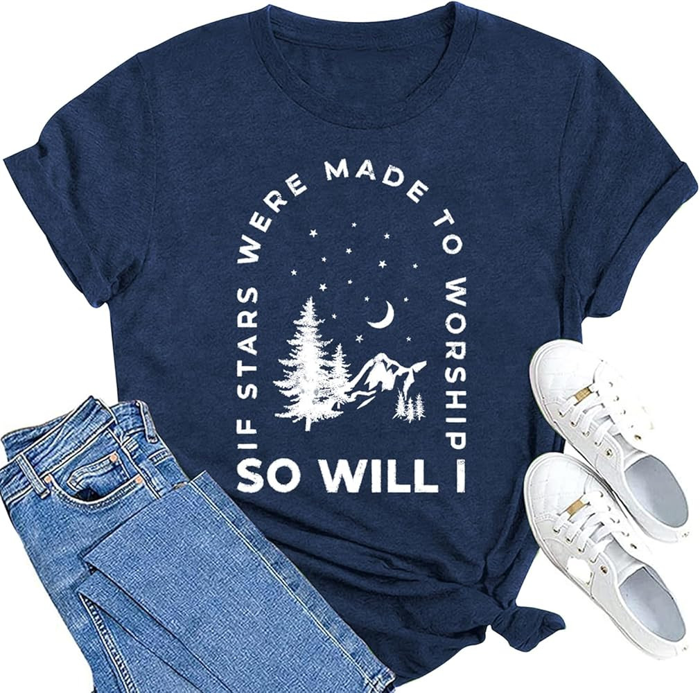 MAIHUN Christian Shirt Womens Be The Light Tshirt Sunburst Vintage Bible Verse Tee Top | Amazon (US)