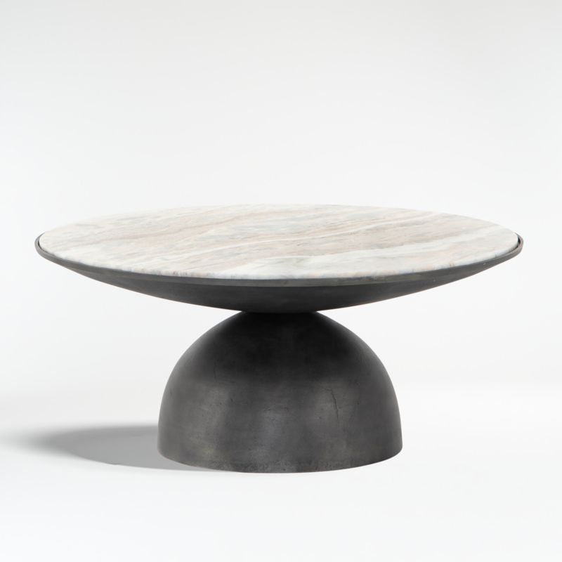 Dev Taupe Marble and Grey Metal 35" Round Coffee Table + Reviews | Crate & Barrel | Crate & Barrel