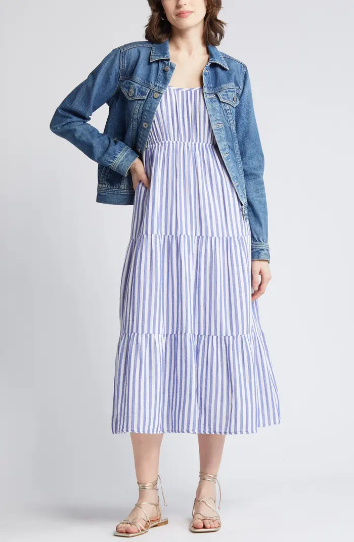 Rails Blakely Stripe Organic Cotton Tiered Midi Sundress | Nordstrom | Nordstrom
