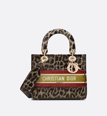 Medium Lady D-Lite Bag Beige Multicolor Mizza Embroidered Velvet | DIOR | Dior Beauty (US)