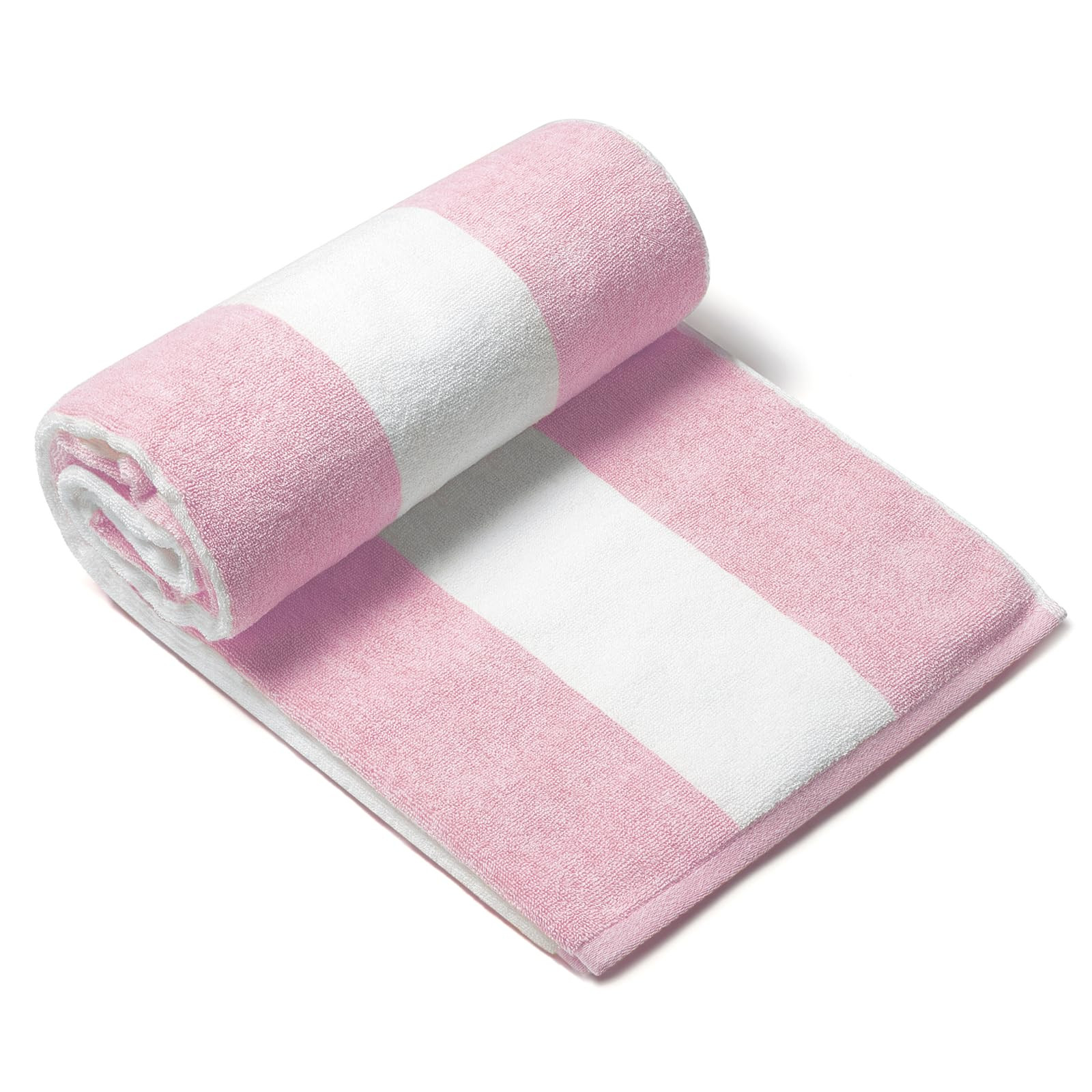 CLOWOOD Plush Oversized Beach Towel - Cotton 40 x 72 Inch Large Thick Pink Striped Cabana Pool Sw... | Amazon (US)