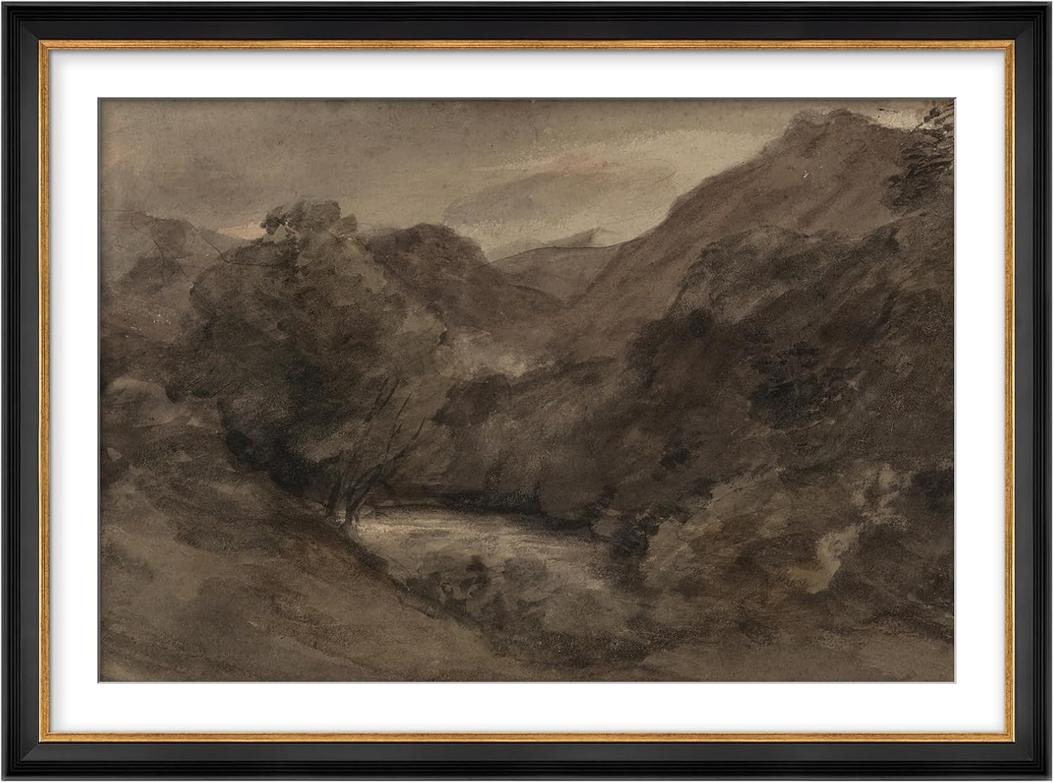 MUDECOR Premium Framed Wall Art Moody Landscape with River and Hills Illustrations Impressionism ... | Amazon (US)