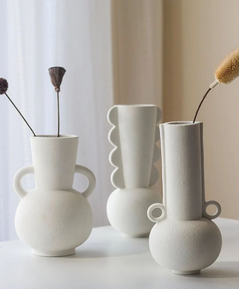 Textured Ceramic Vase Nordic Decor Creative Flower Pot | Etsy | Etsy (US)