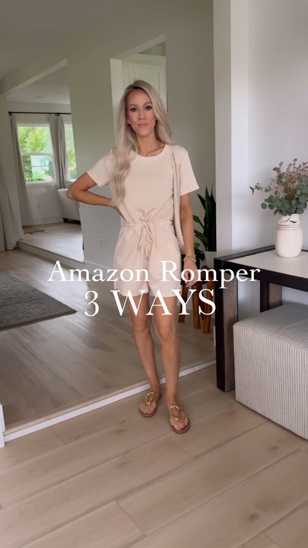 Short sleeve romper with pockets. 
Fits true to size and so comfortable! 

Summer outfit, summer style, vacation outfit, resort outfit, travel outfit, travel look, white outfit, neutral outfit, old money style, old money aesthetic, target sandals, samba sneakers, jean jacket, black purse? Black handbag, Amazon jumpsuit, Amazon romper, 

#LTKShoeCrush #LTKSaleAlert #LTKTravel