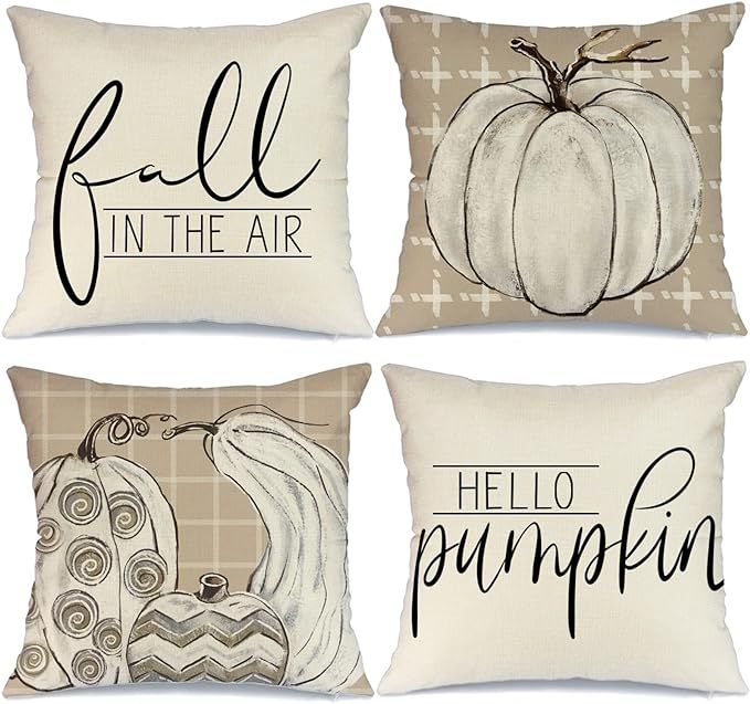 GEEORY Fall Pillow Covers 18x18 Set of 4 for Fall Decor Buffalo Plaid Pumpkin Outdoor Fall Pillow... | Amazon (US)