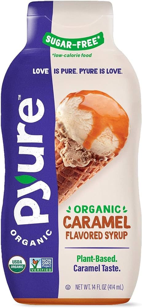 Pyure Organic Caramel Flavored Syrup, Zero Sugar, 1 Net Carb, Gluten-Free, Plant-Based for Vegan ... | Amazon (US)