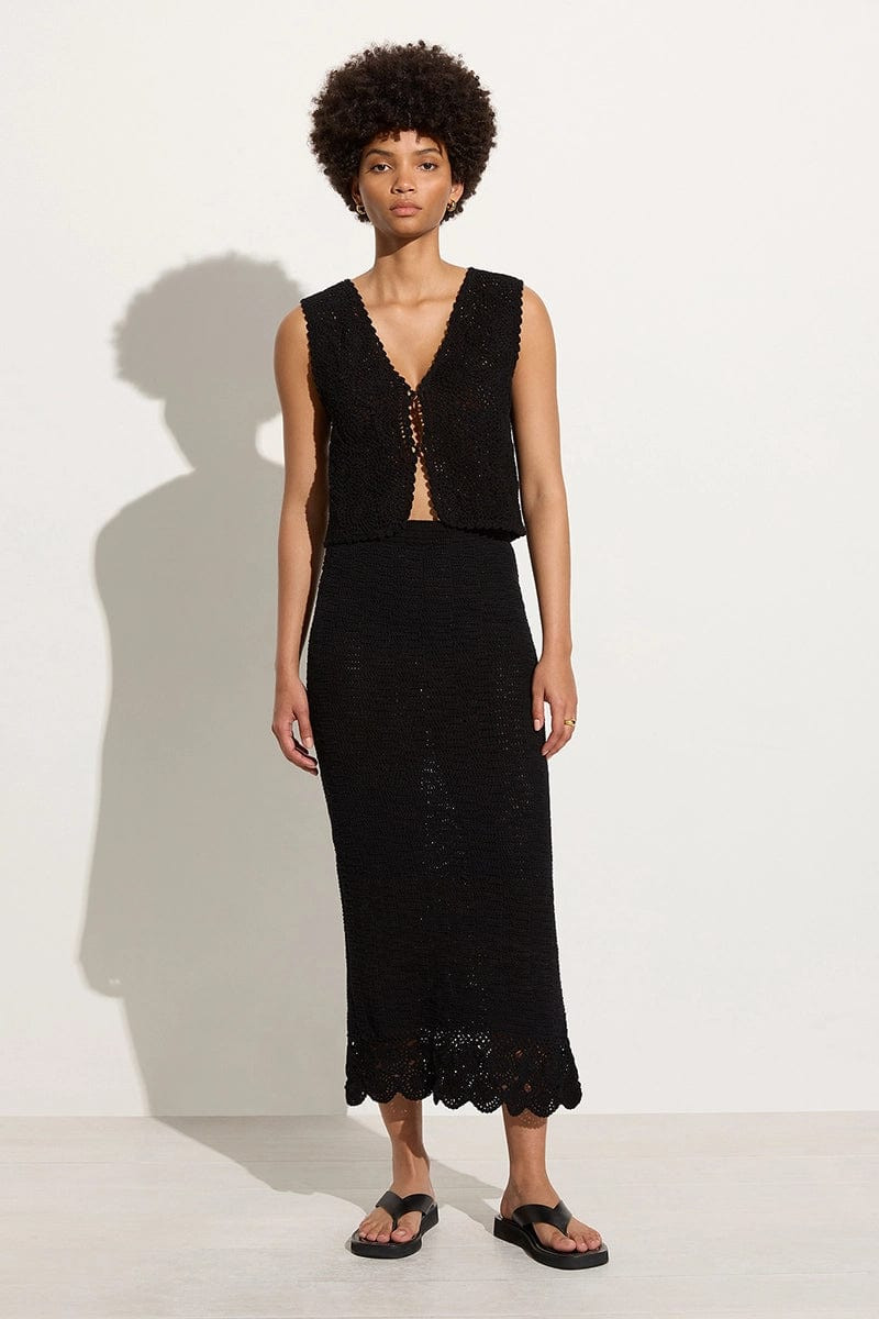 Lula Handmade Crochet Skirt Black | Faithfull (AU)
