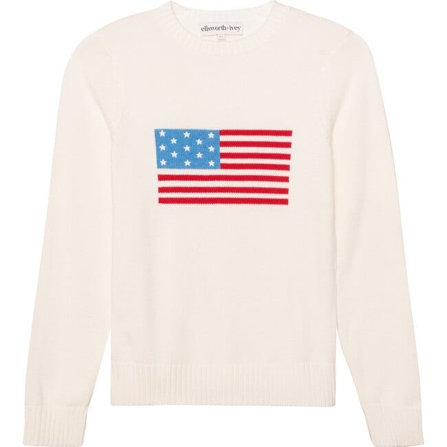 Women's American Flag Sweater, White | Maisonette