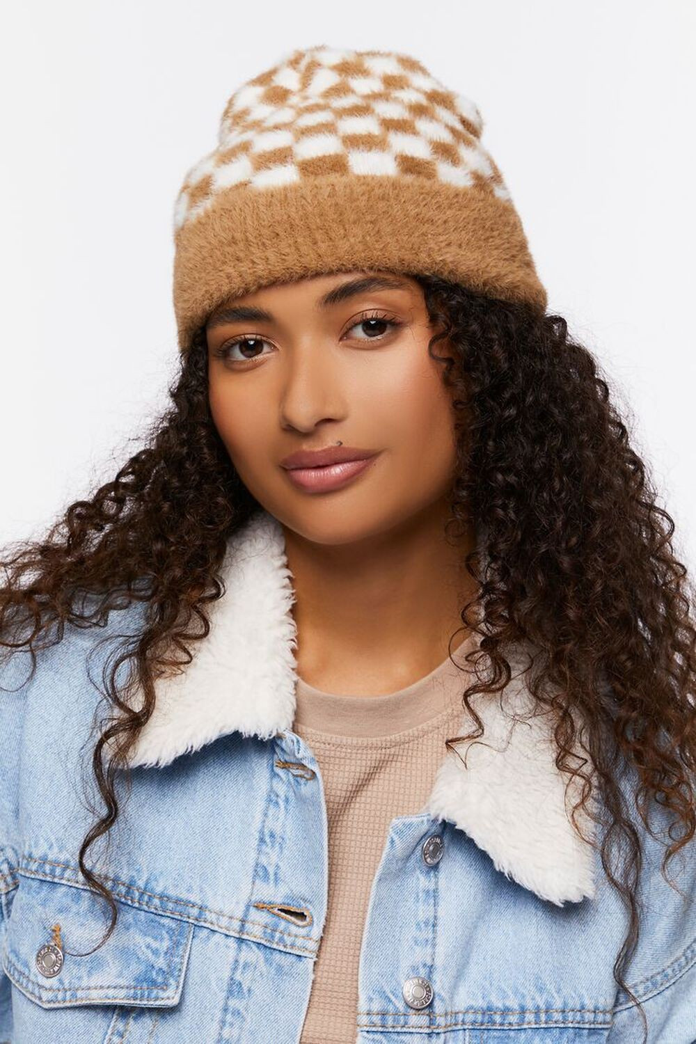 Fuzzy Knit Checkered Beanie | Forever 21 | Forever 21 (US)