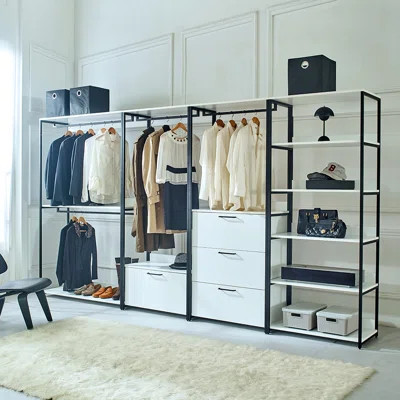 Freestanding Walk In Closet System - White, Metal Frame, Extra Deep Storage, & Heat , Stain Scratch Surface, E0 Board White Frame Storage Options, To | Wayfair North America