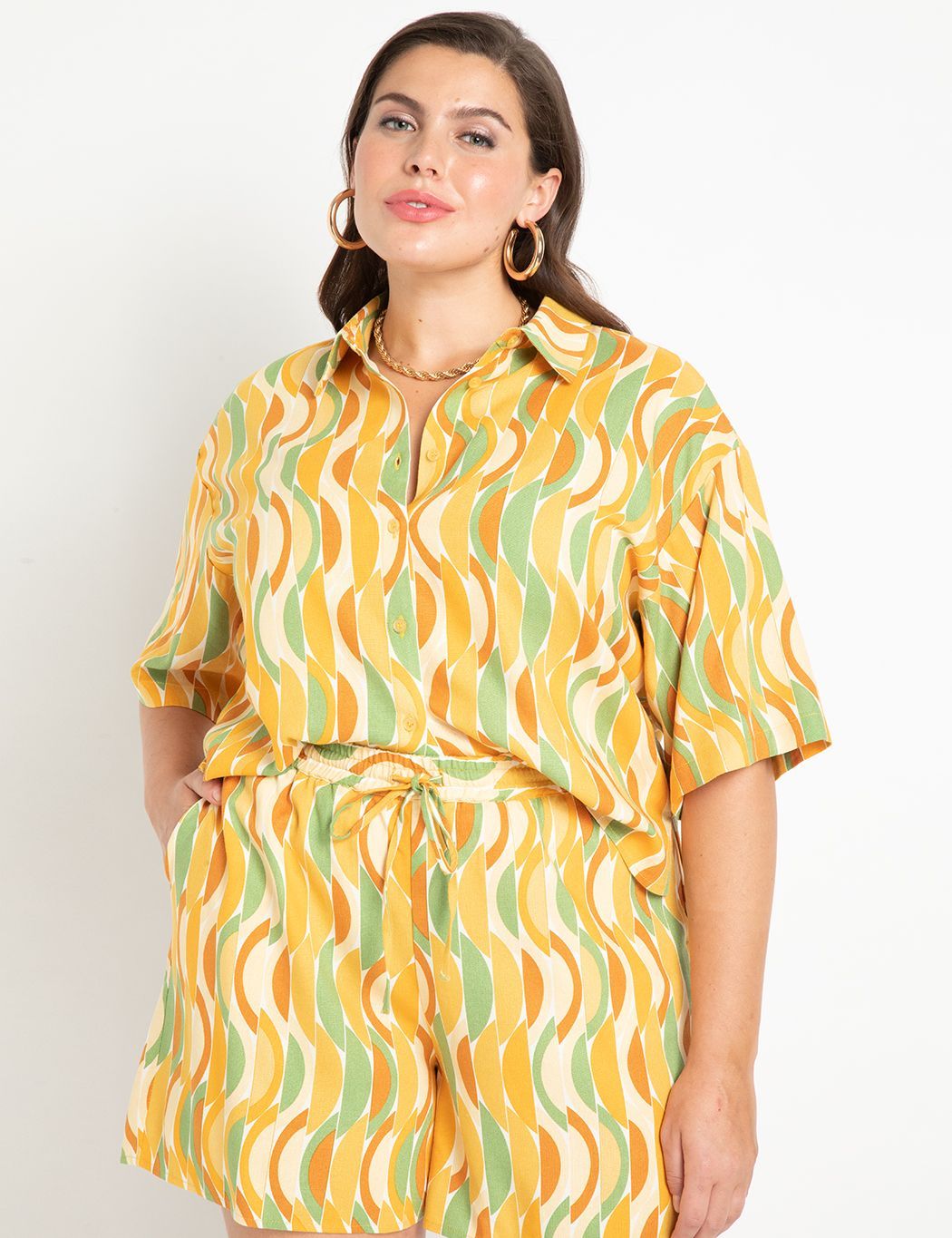 Short Sleeve Button Down Top | Eloquii