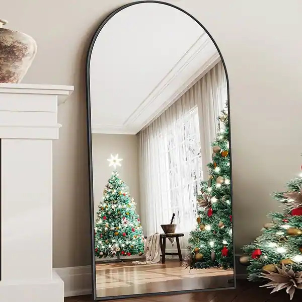 Modern Arched Full Length Aluminum Alloy Floor Mirror Standing Mirror - Bed Bath & Beyond - 39861... | Bed Bath & Beyond
