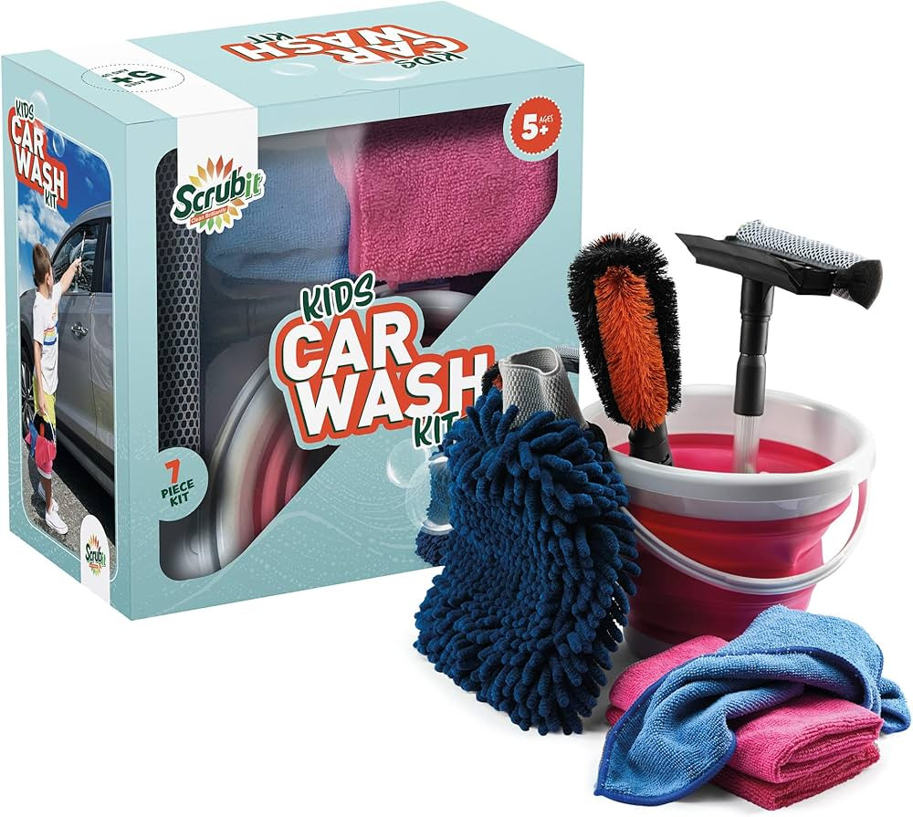 Kids Car Wash Activity Kit – 7 Kid-Sized Carwash Accessories Gifts for Boys & Girls Ages 5 6 7 ... | Amazon (US)