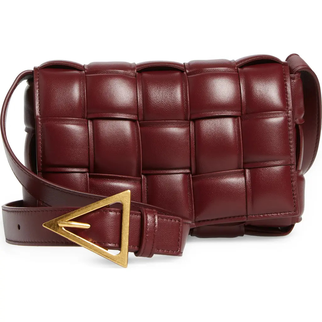 Bottega Veneta Small Padded Cassette Intrecciato Leather Crossbody Bag in Barolo-Gold at Nordstrom | Nordstrom