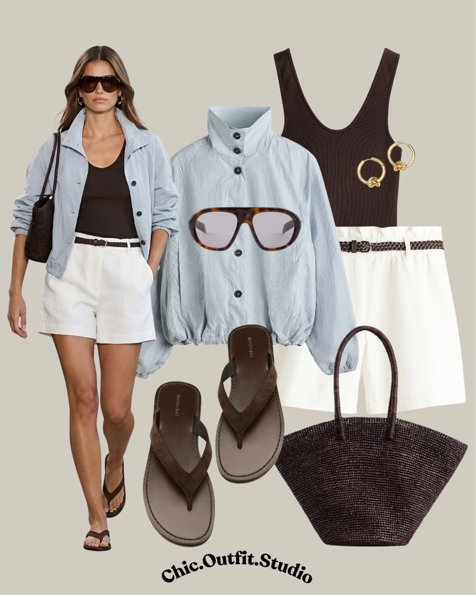 💫 Chocolate Brown Tank & White Shorts Outfit | Chic Minimal Spring Summer Look
💫 A chocolate brown ribbed tank layered under a light blue jacket with crisp white tailored shorts creates the ultimate effortless spring-summer outfit. Styled with dark brown leather sandals and a woven tote bag, this look feels relaxed, polished, and timeless for warm-weather dressing. Perfect for vacation mornings, seaside lunches, coffee dates, casual city walks, or everyday chic summer styling with a minimalist European feel.
💫Tags: brown tank outfit women, white shorts outfit, blue jacket outfit women, minimalist summer style, chic casual outfit women, European summer fashion, effortless neutral outfit, spring summer capsule wardrobe, woven tote outfit, dark brown sandals outfit, relaxed elegant style, classy everyday outfit, elevated basics women, vacation outfit summer, smart casual women outfit


#LTKspring #LTKsummer #LTKshoes