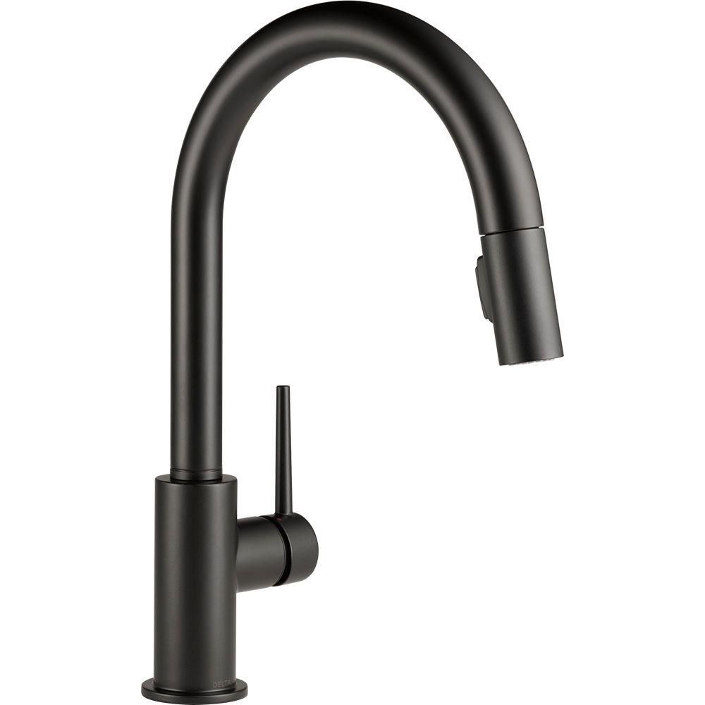 Trinsic Single-Handle Pull-Down Sprayer Kitchen Faucet with MagnaTite Docking in Matte Black | The Home Depot