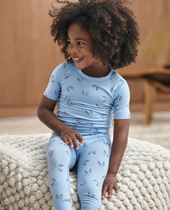 Girls' & Boys' Ryder The Bunny On Blue Kids Easter Short Sleeve Pajama Set - Size Little Kids 4 by Hanna Andersson | Hanna Andersson