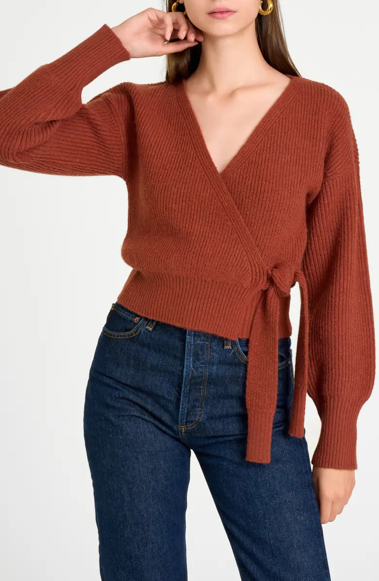 WAYF Terri Bouclé Rib Wrap Sweater | Nordstrom | Nordstrom