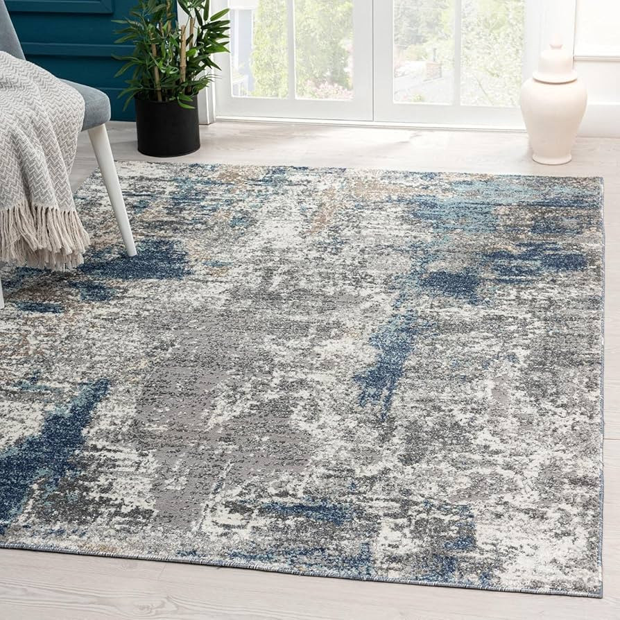 LUXE WEAVERS Euston Collection 7679 Blue 8x10 Abstract Area Rug | Amazon (US)