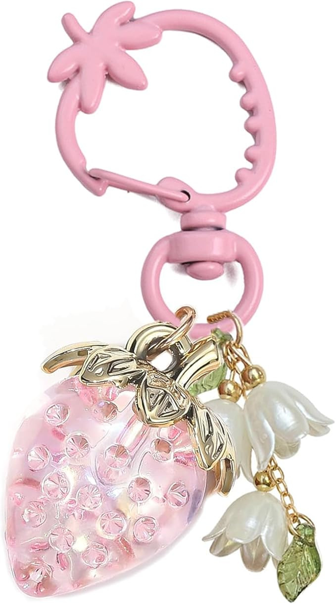 Agromusk Cute Strawberry Keychain,Bag Charms,Kawaii Heart Flower Daisy Key chains Accessories Dec... | Amazon (US)