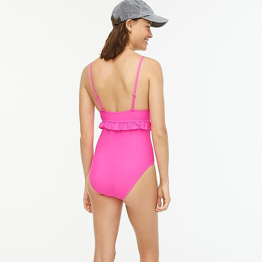 Ruffle deep-V one-piece swimsuit- Booty Coverage Swimsuit- One Piece Bathingsuit- Swimsuit | J. Crew US