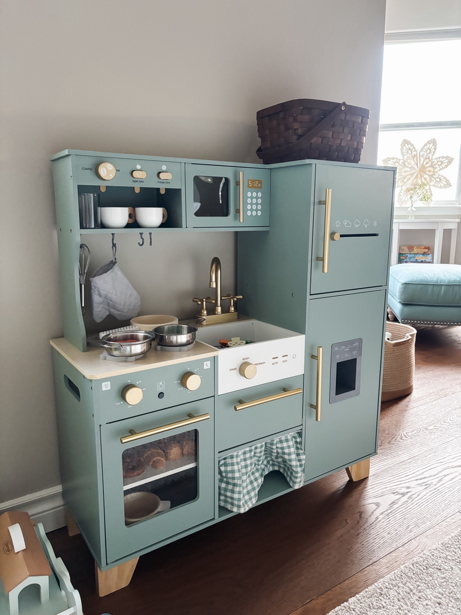 The cutest play kitchen we got my toddler grandson this year—also linked his play food and pots/pans!

#LTKKids #LTKHome #LTKGiftGuide