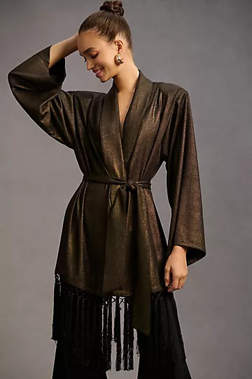 By Anthropologie Metallic Fringe Kimono | Anthropologie (US)