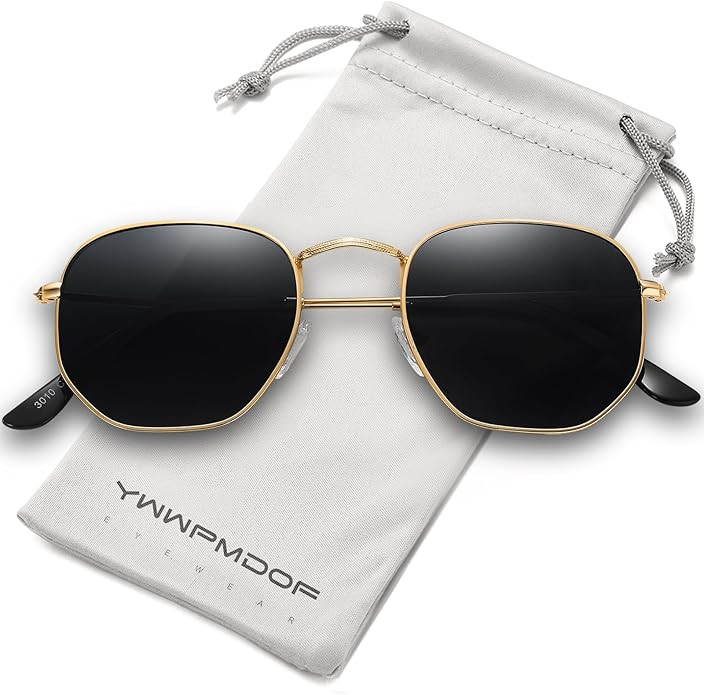 Polarized Sunglasses for Womens Men Trendy Square Hexagonal Flat Mirrored Sun Glasses UV Protecti... | Amazon (US)