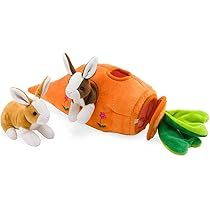 HearthSong Plush Bunny Portable Play Set with 19" L Carrot Home and Two 5¼"L Bunnies | Amazon (US)