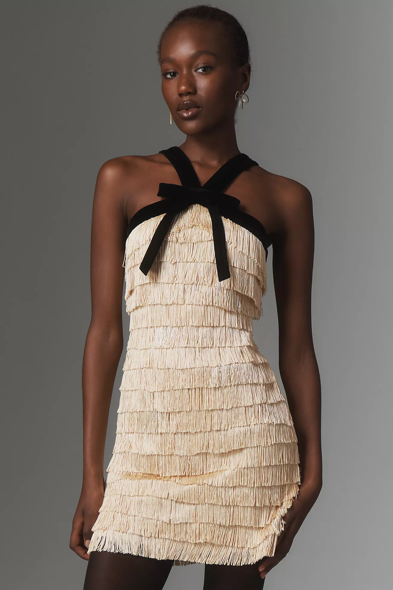 Maude Autumn Fringe Bow Mini Dress | Anthropologie (US)