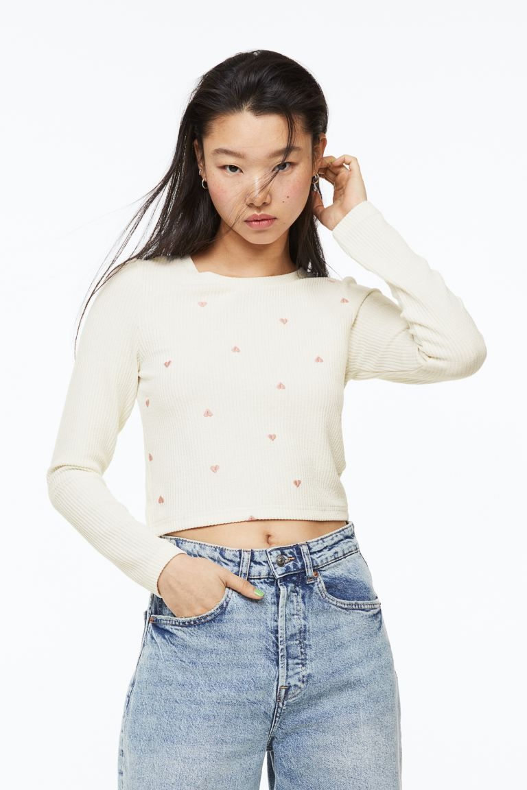 Embroidered Ribbed Top | H&M (US + CA)