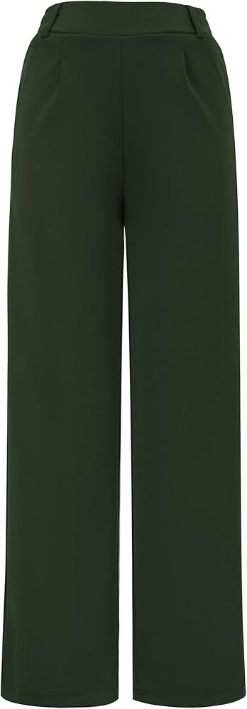 AFITNE Womens Wide Leg Work Pants High Waist Pull On Dress Pants Elastic Waistband Casual Slacks ... | Amazon (US)