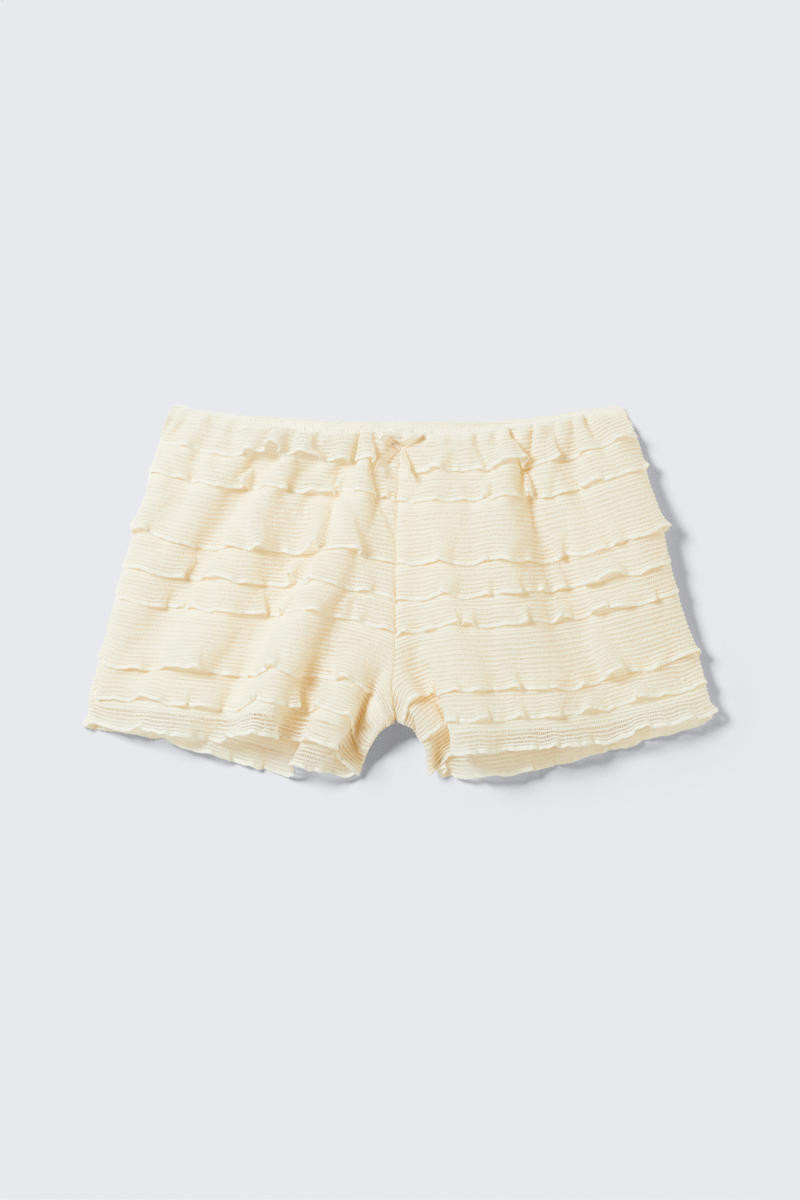 Mini-Shorts Aus Spitze Mit Rüschen - Weiß | Monki (DE)