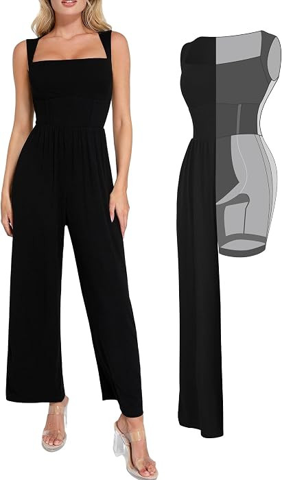 Popilush Jumpsuits for Women Dressy Casual Loose Overalls Formal Sleeveless Rompers Outfits with ... | Amazon (US)