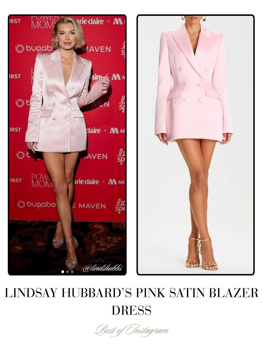Lindsay Hubbard’s Pink Satin Blazer Dress // Sold by Nadine Merabi 📸 = @lindshubbs