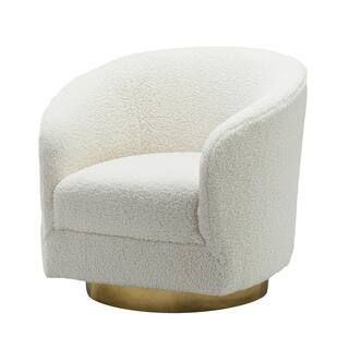 JAYDEN CREATION Cadeddu Ivory Swivel Barrel Chair with Metal Base CHM0450-IVORY - The Home Depot | The Home Depot