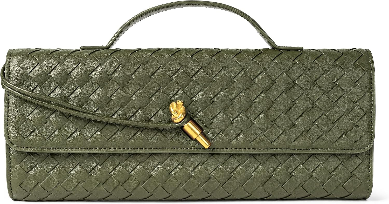 Joryin Woven Purse for Women Evening Clutch Woven Leather Handbags Crossbody Bag Purse Formal Evening Bag, Vegan Leather | Amazon (US)