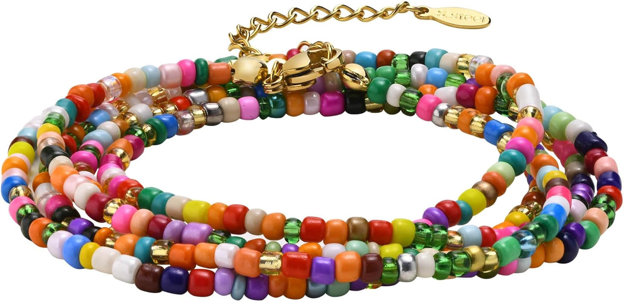 Boho Colorful Beaded Bracelets , Bohemian Multistrand Beads Bracelet Summer Surf Beach Trendy Jew... | Amazon (US)