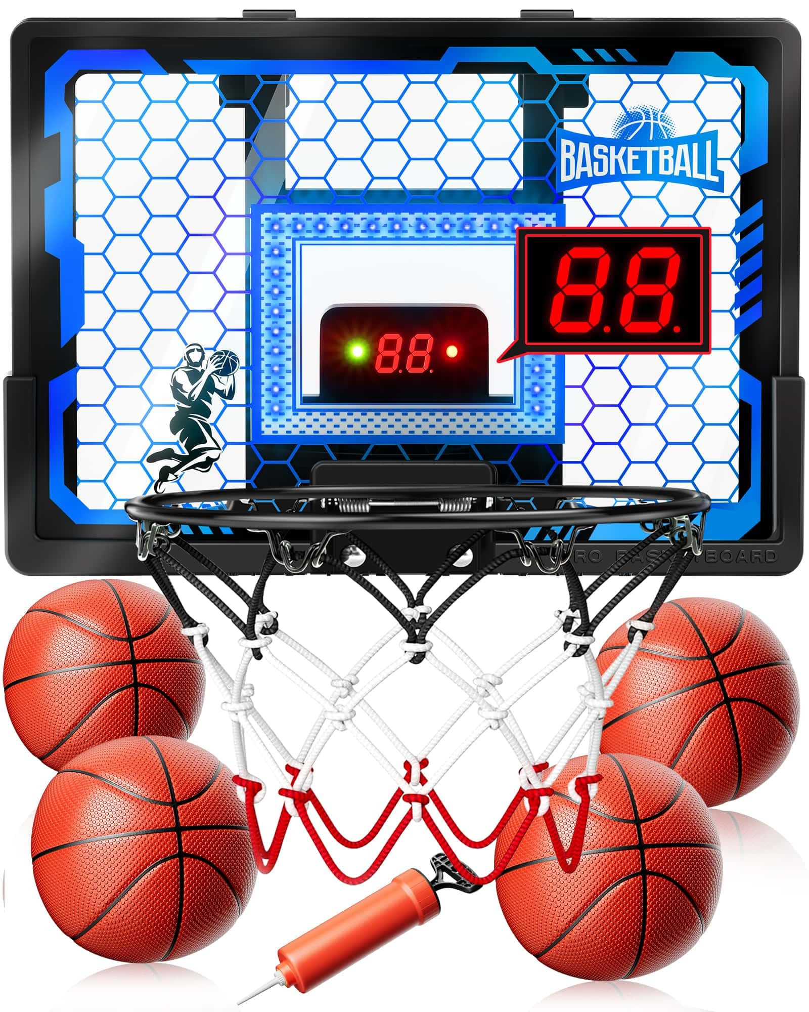 Basketball Hoop Indoor - Basketball Hoop with Anti-Impact Backboard, Scoreboard&4 Balls Basketbal... | Amazon (US)