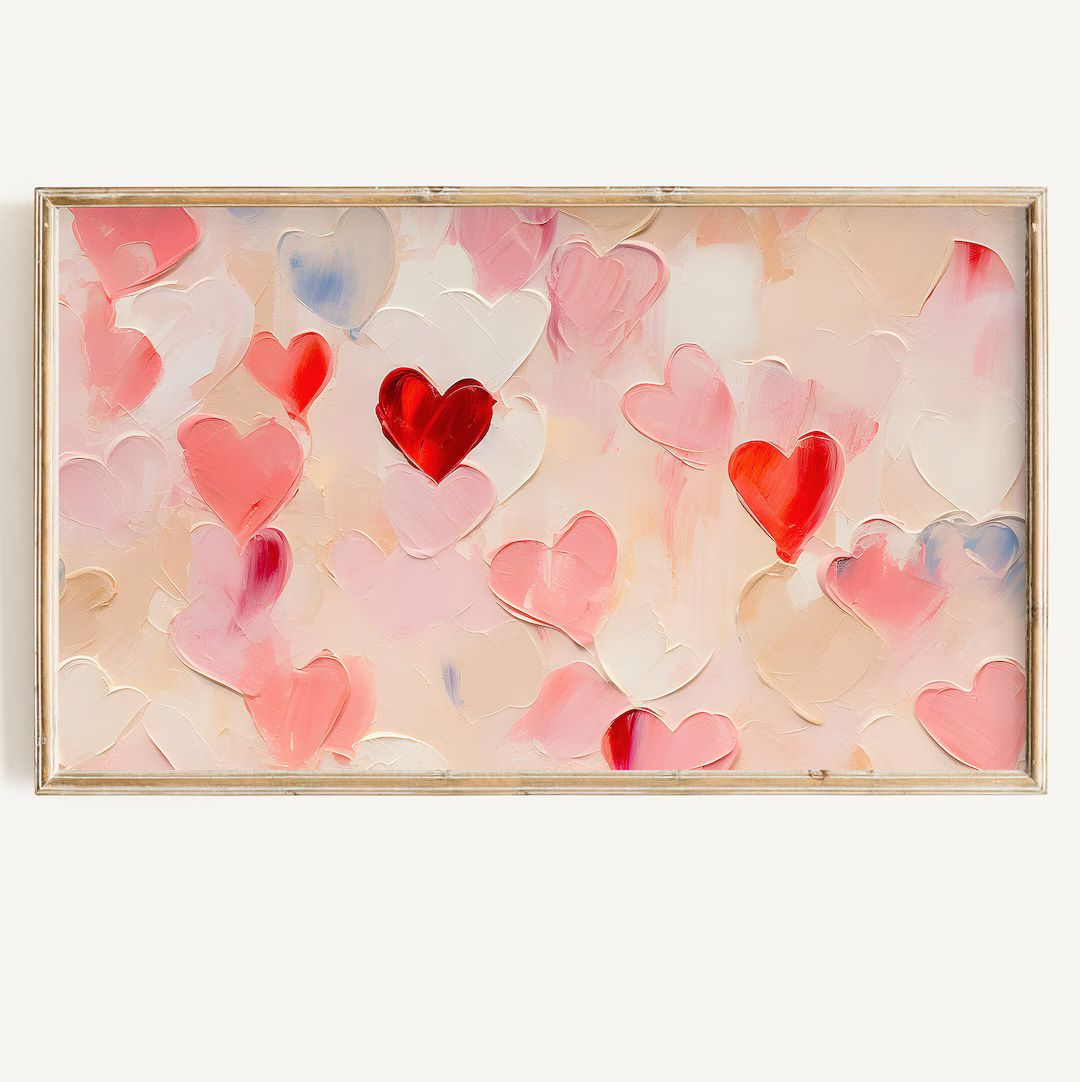 Valentine's Day FRAME TV Art Valentine Hearts Frame Tv Art Abstract Valentines Red Heart Download... | Etsy (US)